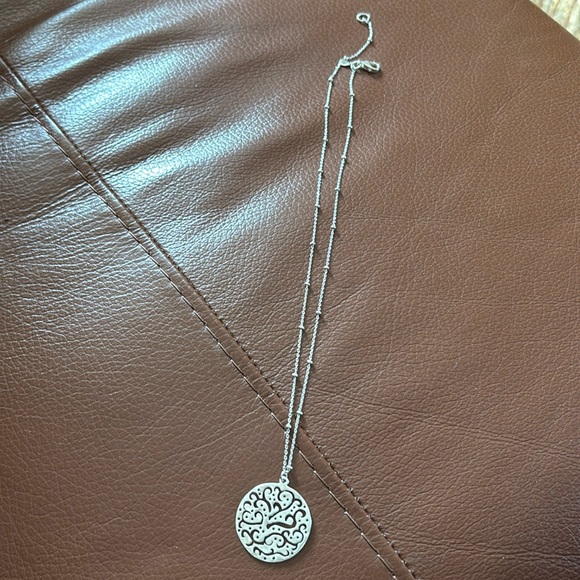 Silpada .925 sterling silver medallion Cut Above necklace w/ baubled chain - Picture 2 of 5